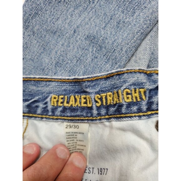 American Eagle Jeans Mens 30x28 Relaxed Straight Flex Distressed Denim Pants - Picture 8 of 12